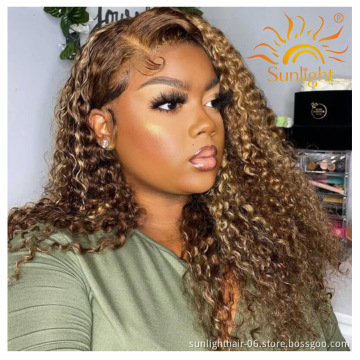 Sunlight 427 curly real brazilian human extention hair wigs lace front wigs virgin wig for black women